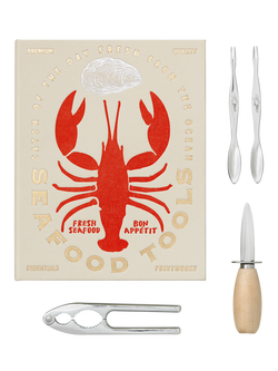 PRINTWORKS Essentials Seafood Tools Gift Set, Beige