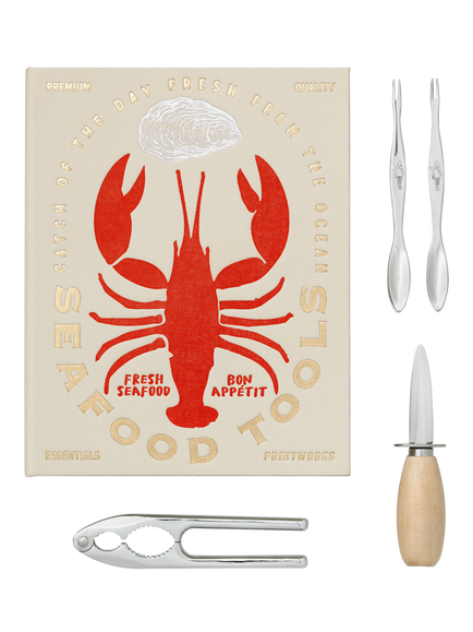 PRINTWORKS Essentials Seafood Tools Gift Set, Beige