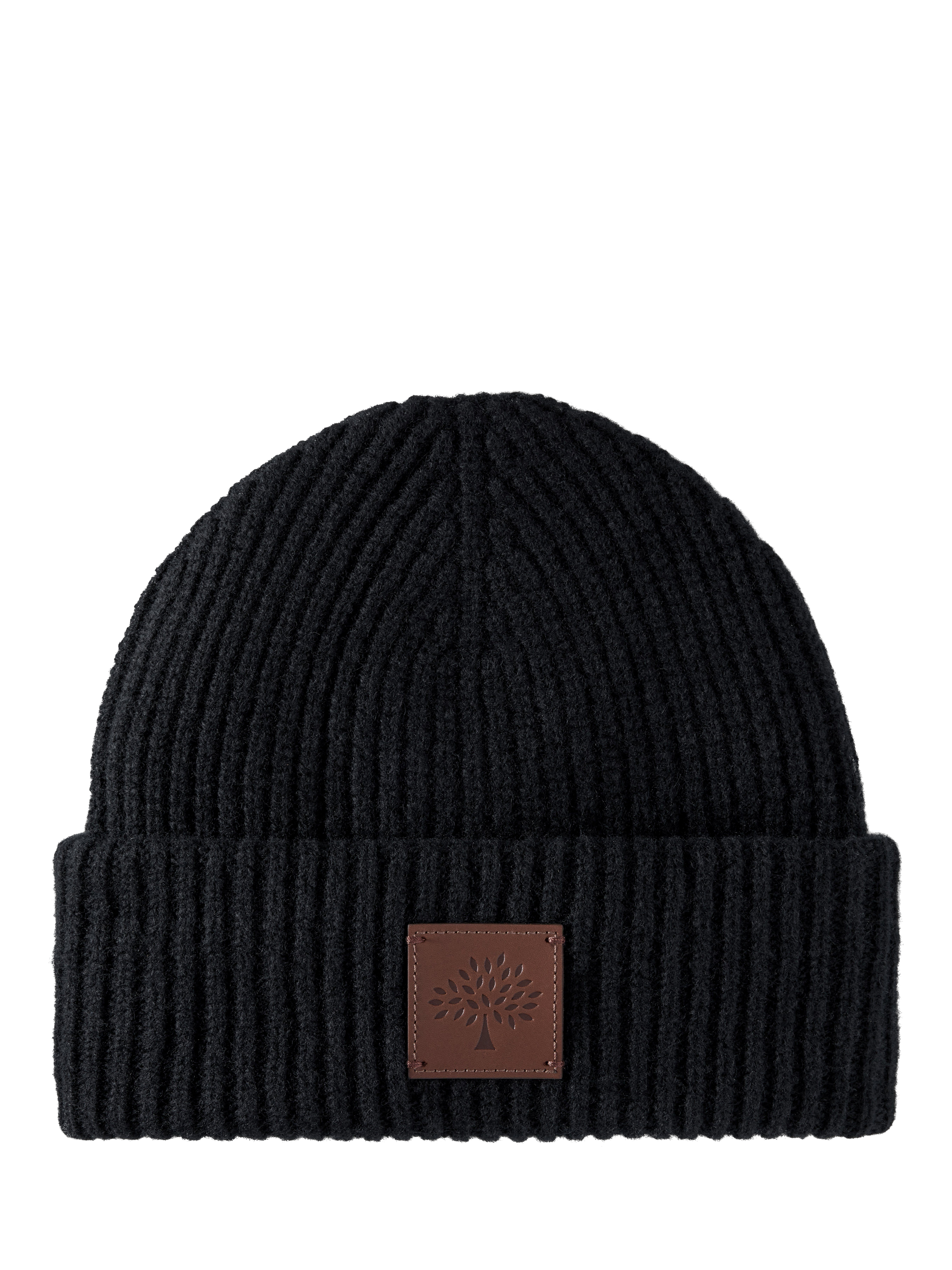 Product image 1 of 1, which shows Mulberry Solid Wool Knitted Beanie, Black