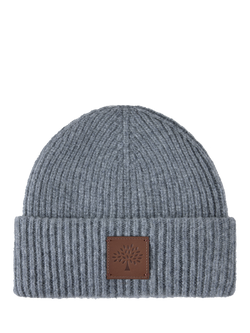 Mulberry Solid Wool Knitted Beanie, Light Grey Melange, Light Grey Melange