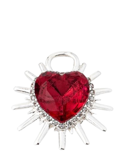 frkl. Spiked Heart Charm, Silver/Red, Silver/Red