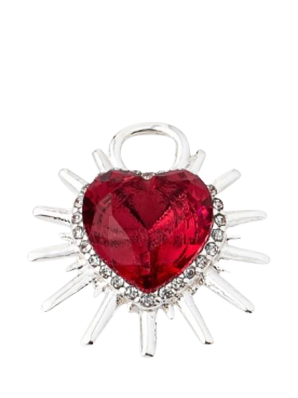 frkl. Spiked Heart Charm, Silver/Red, Silver/Red