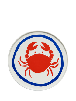In The Roundhouse Crab Fine China Dinner Plate, 25cm, White/Multi, Multi