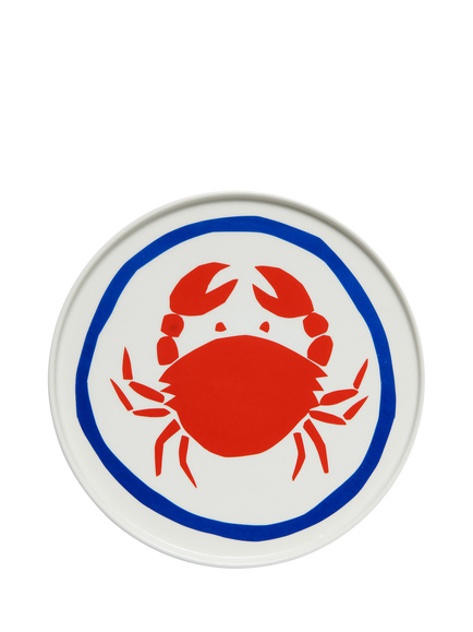 In The Roundhouse Crab Fine China Dinner Plate, 25cm, White/Multi, Multi
