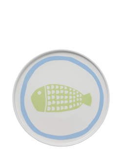 In The Roundhouse Fish Fine China Dinner Plate, 25cm, White/Multi, Multi