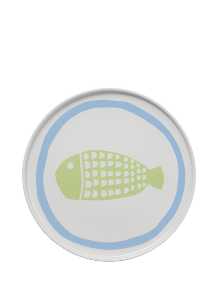 In The Roundhouse Fish Fine China Dinner Plate, 25cm, White/Multi, Multi