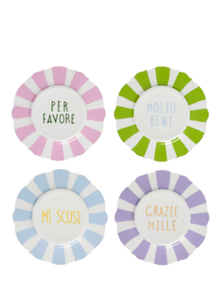 In The Roundhouse Wave Italian Fine China Side Plates, Set of 4, 21cm, Pastel/Multi, Multi