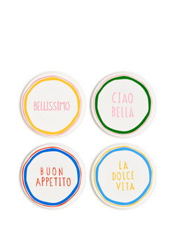 In The Roundhouse Italian Fine China Side Plates, Set of 4, 21cm, Multi, Multi