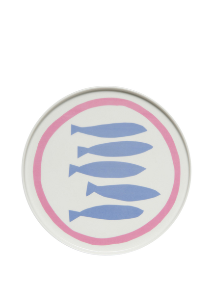 In The Roundhouse Sardine Fine China Dinner Plate, 25cm, White/Multi, Multi