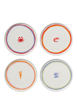 In The Roundhouse Seafood Fine China Side Plates, Set of 4, 18cm, Multi, Multi