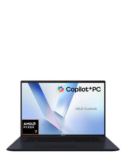 ASUS Vivobook 18 Copilot+ PC Laptop, AMD Ryzen AI 5 Processor, 16GB RAM, 1TB SSD, 18” WUXGA, Blue, Blue