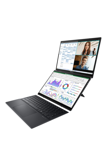 ASUS ZenBook Duo UX8406 Dual Screen Laptop, Intel Core Ultra 9 Processor, 32GB RAM, 2TB SSD, 14” OLED  Full HD Touchscreen, Grey - view 2, Grey