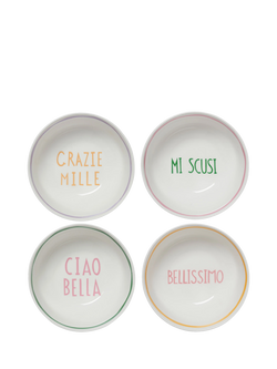 In The Roundhouse Italian Fine China Serving Bowls, Set of 4, 17cm, White/Multi, Multi