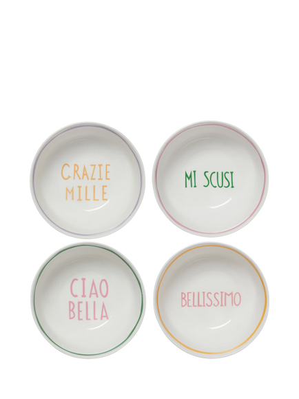 In The Roundhouse Italian Fine China Serving Bowls, Set of 4, 17cm, White/Multi, Multi