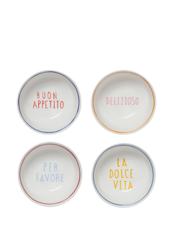 In The Roundhouse Italian Fine China Serving Bowls, Set of 4, 17cm, White/Multi, Multi