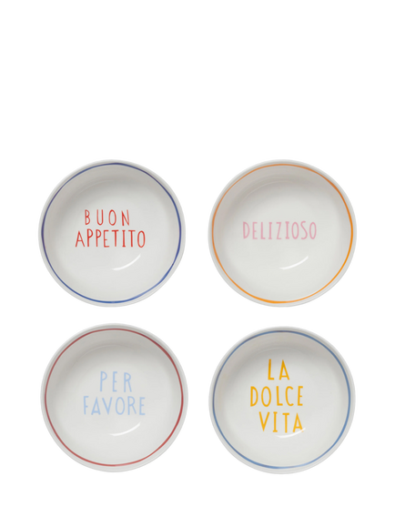 In The Roundhouse Italian Fine China Serving Bowls, Set of 4, 17cm, White/Multi, Multi