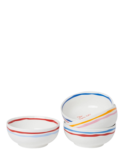 In The Roundhouse Italian Fine China Serving Bowls, Set of 4, 17cm, White/Multi - view 2, Multi