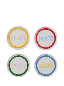 In The Roundhouse Salute Fine China Side Round Coasters, Set of 4, Multi, Multi