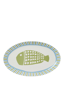 In The Roundhouse Fish Fine China Oval Platter, 45cm, White/Multi, Multi