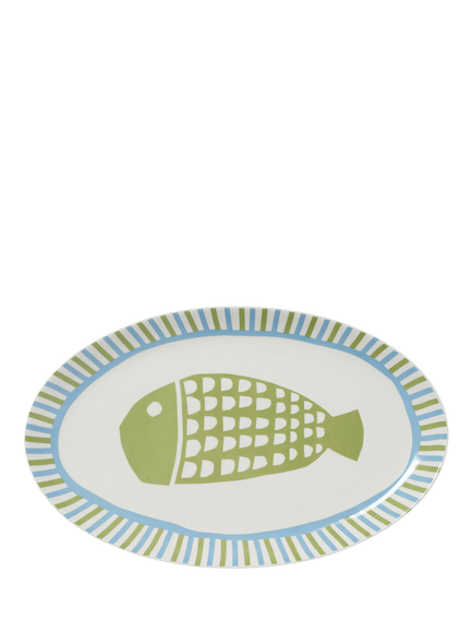 In The Roundhouse Fish Fine China Oval Platter, 45cm, White/Multi, Multi