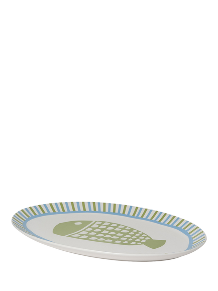 In The Roundhouse Fish Fine China Oval Platter, 45cm, White/Multi - view 2, Multi