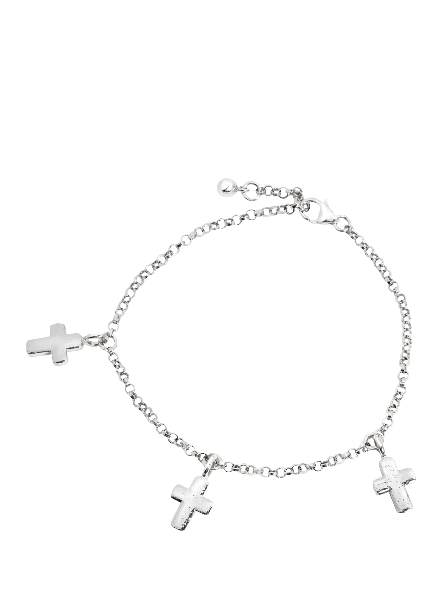 Product image 1 of 3, which shows Recognised Cross Trio Charm Bracelet, Silver