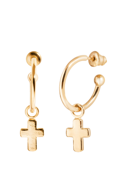 Recognised Faith Cross Hoop Earrings, Gold, Gold