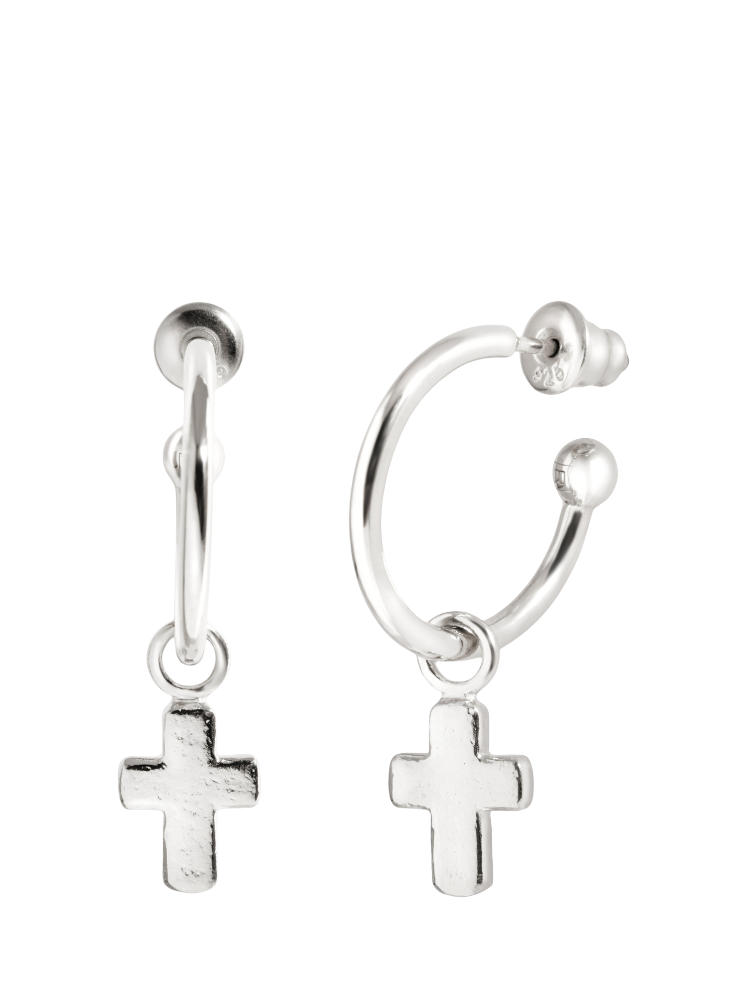 Product image 1 of 4, which shows Recognised Faith Cross Hoop Earrings, Silver