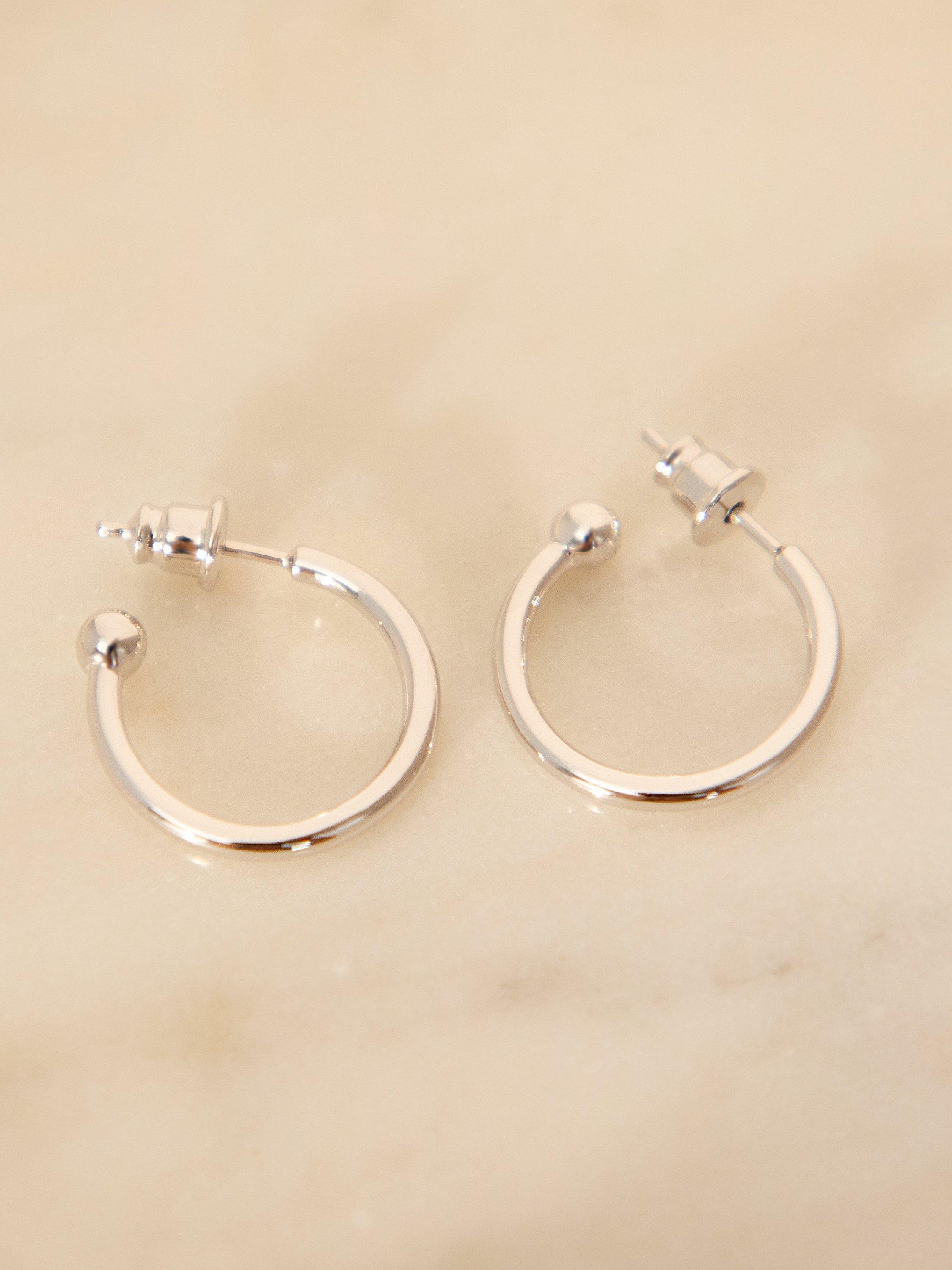 Product image 3 of 4, which shows Recognised Faith Cross Hoop Earrings, Silver