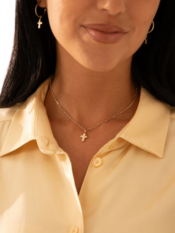 Recognised Bobble Chain and Faith Pendant Necklace - view 2, Gold