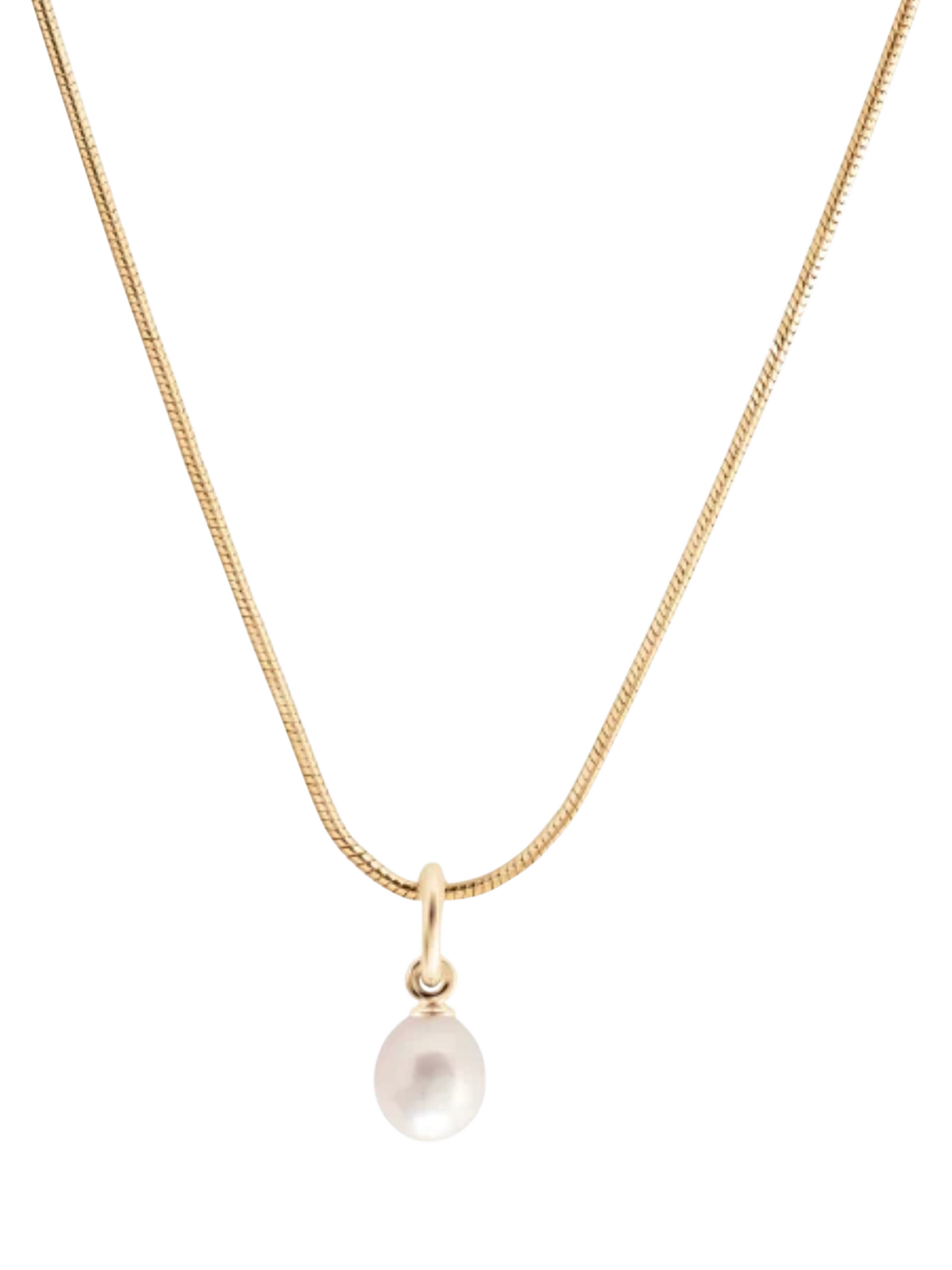 Product image 1 of 4, which shows Recognised Snake Chain Pearl Necklace, Gold