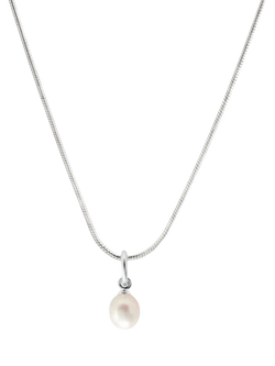 Recognised Snake Chain Pearl Necklace, Silver