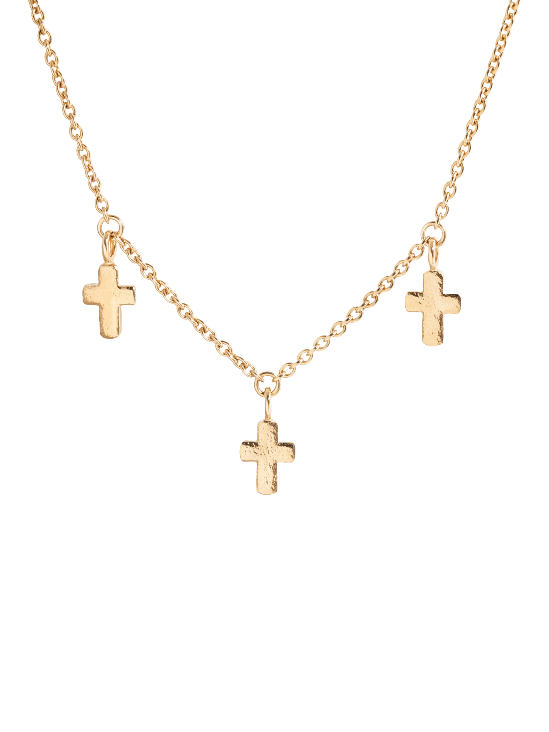 Product image 1 of 3, which shows Recognised Cross Trio Necklace, Gold