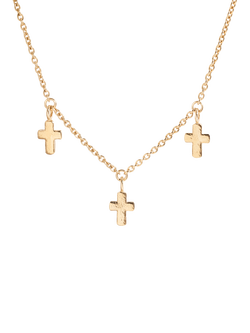Recognised Cross Trio Necklace, Gold