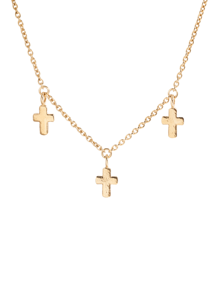 Recognised Cross Trio Necklace, Gold