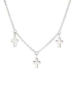 Recognised Cross Trio Necklace, Silver