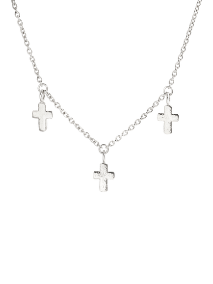 Recognised Cross Trio Necklace, Silver