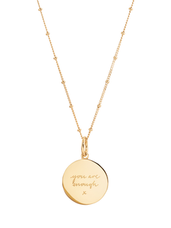 Recognised Bobble Chain You Are Enough Pendant Necklace, Gold