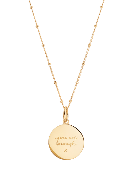 Recognised Bobble Chain You Are Enough Pendant Necklace, Gold