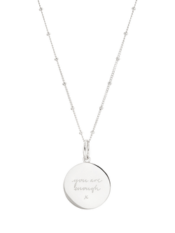 Recognised Bobble Chain You Are Enough Pendant Necklace, Silver