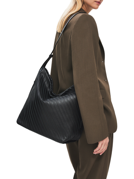 Radley The Luxborough Leather Striped Bucket Bag - view 2, Black