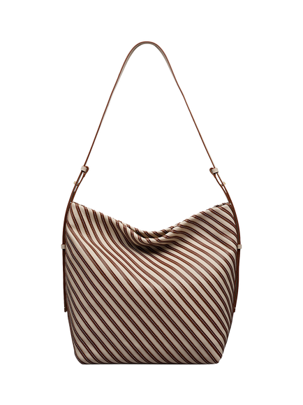 Radley The Luxborough Leather Striped Bucket Bag, Salt