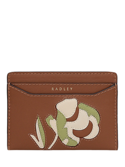 Radley Floral Appliqué Leather Cardholder, Cognac