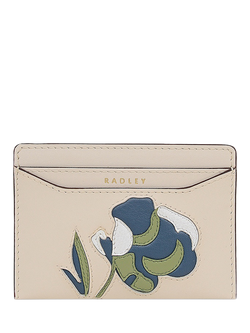 Radley Floral Appliqué Leather Cardholder, Salt