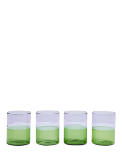 Fazeek Two Tone Glass Tumblers, Set of 4, 270ml, Lilac/Green, Lilac/Green