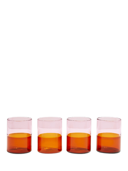 Fazeek Two Tone Glass Tumblers, Set of 4, 270ml, Pink/Amber, Pink/Amber