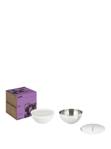 Alessi Rocc Small Stainless Steel Jar & Wax Candle, Amethyst, Silver