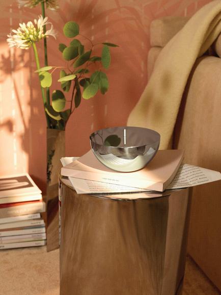 Alessi Rocc Small Stainless Steel Jar & Wax Candle, Amethyst - view 2, Silver