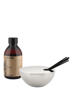 Alessi Rocc Stainless Steel Reed Diffuser, Amber, Silver