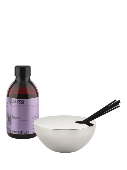 Alessi Rocc Stainless Steel Reed Diffuser, Amethyst, Silver